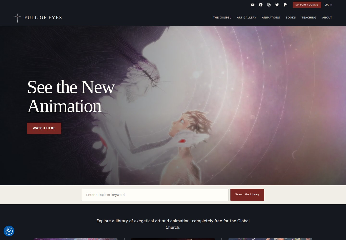Full of Eyes redesigned artwork and animation homepage